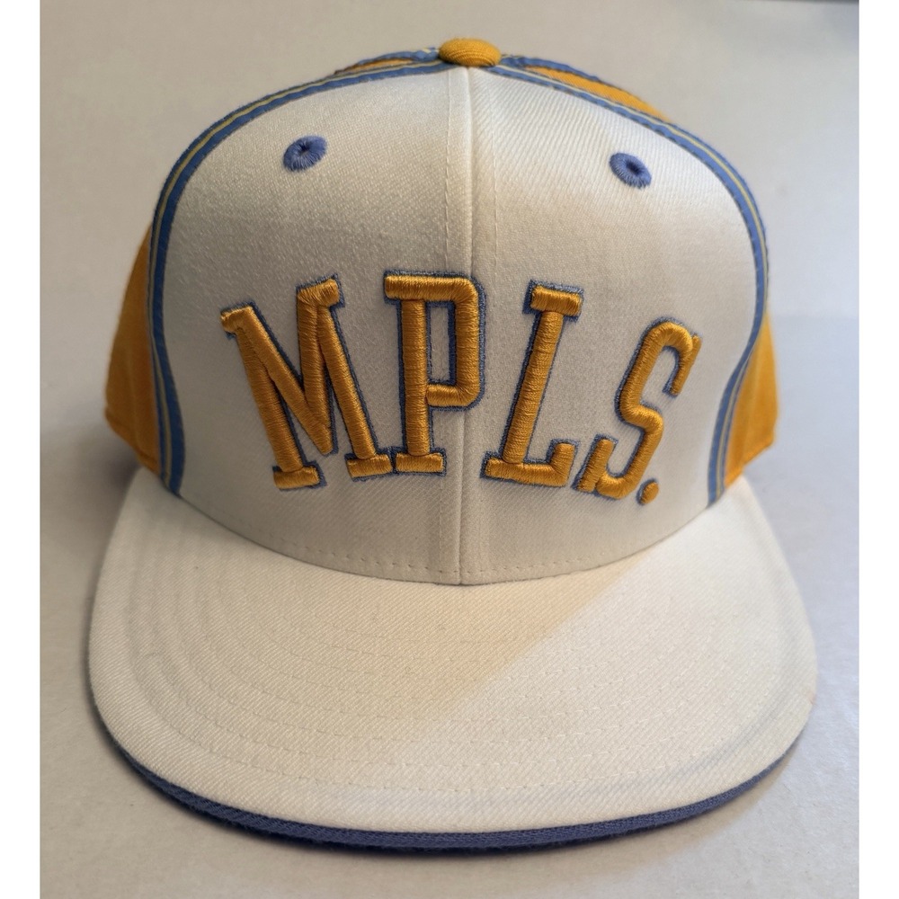 Reebok D'funkd MPLS Los Angeles Lakers Hat Fitted 7 1/4 White Yellow Blue Wool